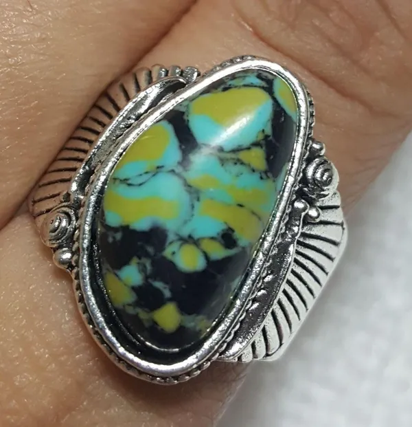 Vintage Tibet Silver Turquoise Ring size - 8 RGN - Image 3