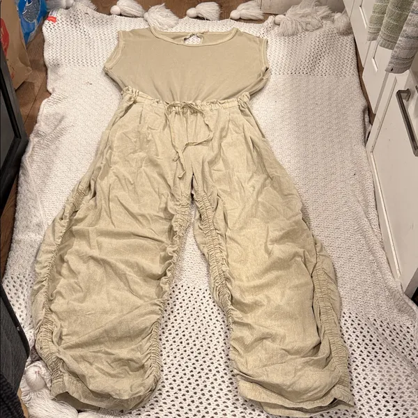Free People Womens Sand Jam Casual Tan Jumpsuit rubber Medium - Image 3