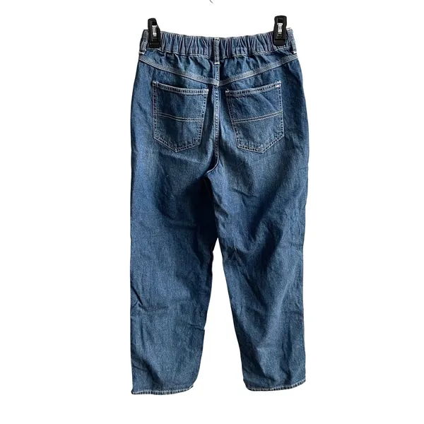 Free People Chloe Baby Barrel Jeans Women XS‎ Blue Boho Elastic Back Distressed - Image 6