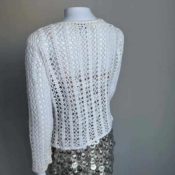 Vintage Casual Corner Cottage Core Crotchet Cotton Knit Cardigan Sweater - Image 8