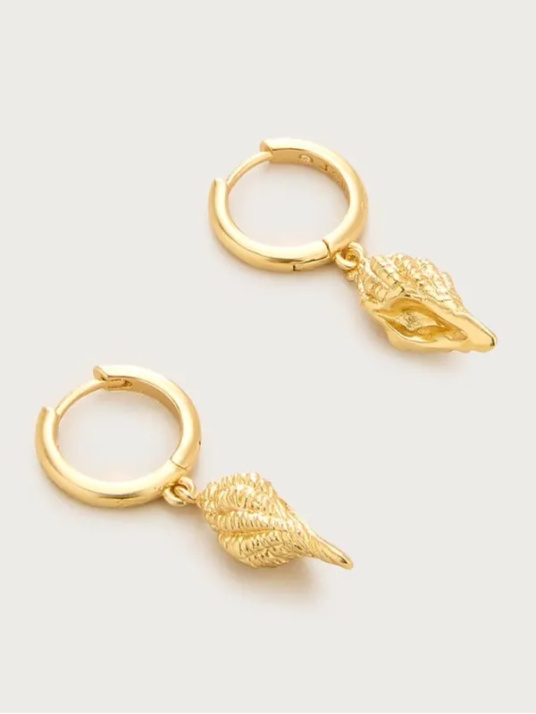 J. Crew Shell Huggie Hoop Earrings Gold-tone New with tags! Never been worn! - Image 2
