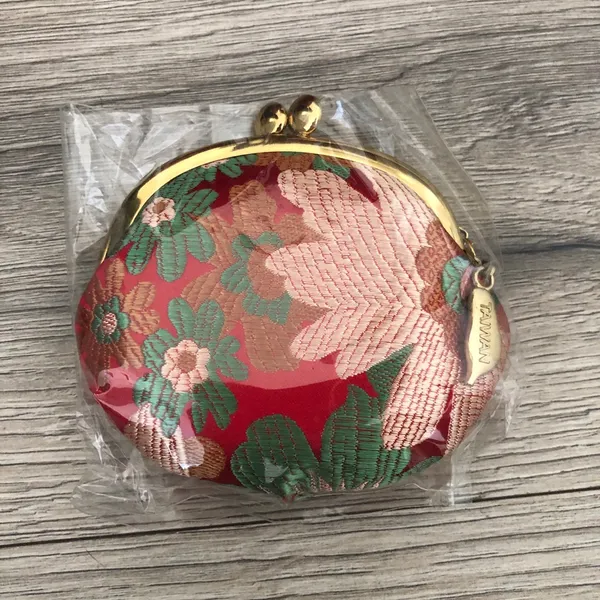 New Taiwan Gamaguchi Small Embroidered Coin Purse Pouch with Floral Embroidery - Image 3