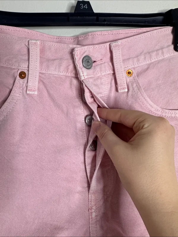 Levi’s 501 Original Fit Pink Rigid Denim High Rise Jean Cutoff Shorts size 30 - Image 5