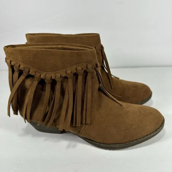 American Eagle Brown Suede Fringe Ankle Boots Booties - Women’s Size 9 - Image 2