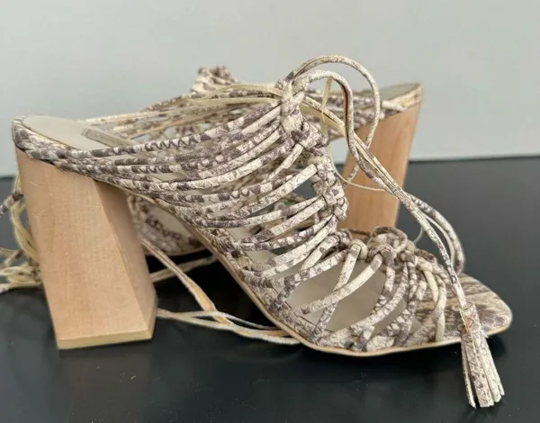 Imagine Vince Camuto Bennie Sandal Beach Vacation Block Heel Size 6 Snake Print - Image 4