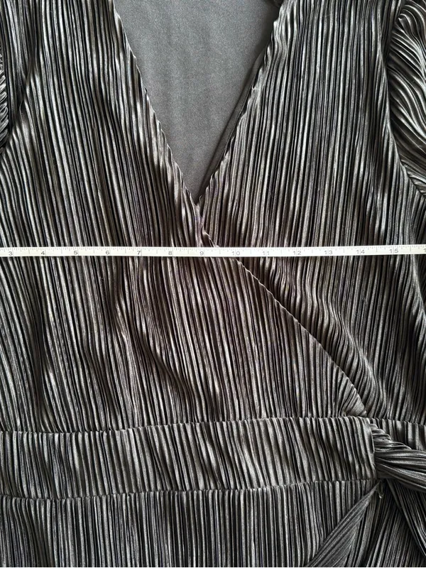 Elegant Night Out Vici Black V-Neck‎ Long Sleeve Mini Dress with Pleats Formal - Image 6