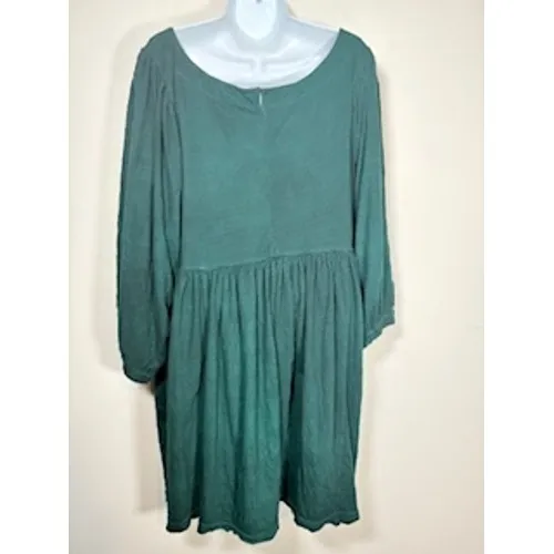 Free People Beach Babydoll Dress Green Long Sleeve Gauze Lagenlook Boho Small - Image 4