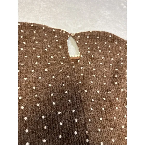 Altar’d State Brown And Cream Dot Sweater Crochet Lace Trim Bell Sleeve Size L - Image 5