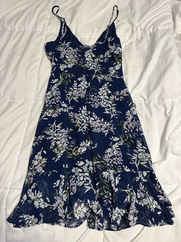 B. Smart Navy and White Floral Dress - Image 2