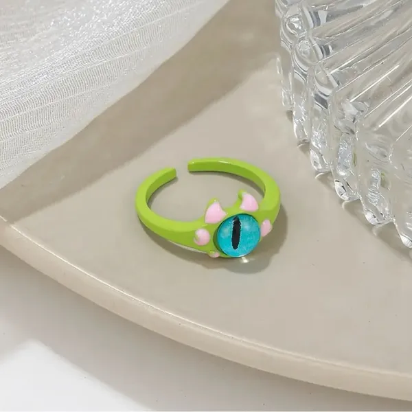 Cute Quirky Green‎ Monster Design Cuff Ring Gothic Punk Style - Image 3