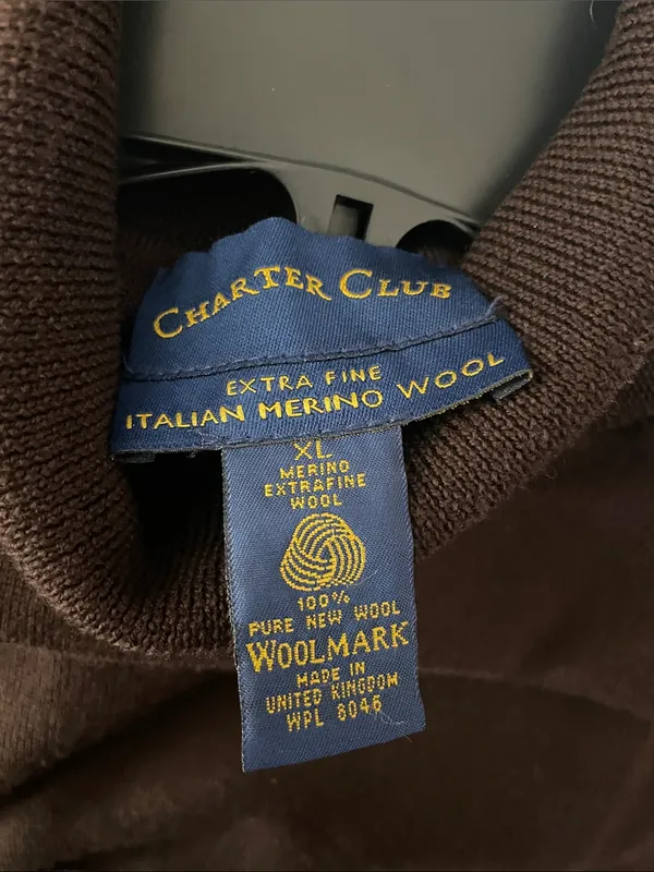 Charter Club Extra Fine Italian Merino Wool Turtleneck Sweater Vintage Size XL - Image 7