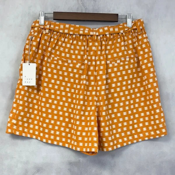 A New Day Geometric Print Shorts Womens Large Tie Waist Minimal‎ Preppy Mod - Image 3