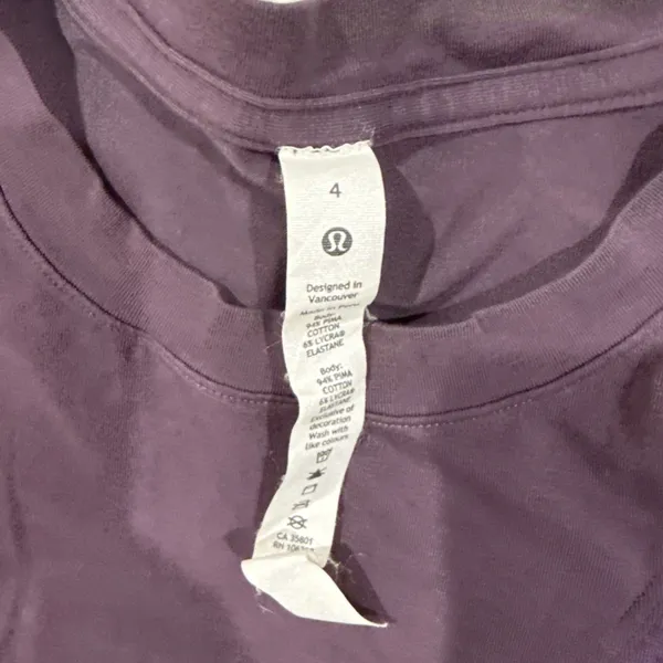 Lululemon Short Sleeve Shirt Purple Size 4 Size S/M - Image 3