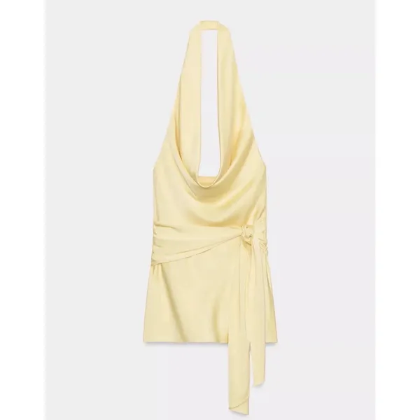 Zara Yellow Satin Silky Halter Mini Dress Kate Hudson Low Back Summer 90s Y2K - Image 2