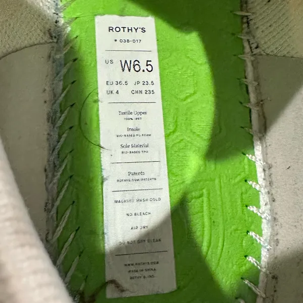Rothy’s Lace up White Sneakers Shoes Washable Sustainable Comfort 6.5 - Image 4