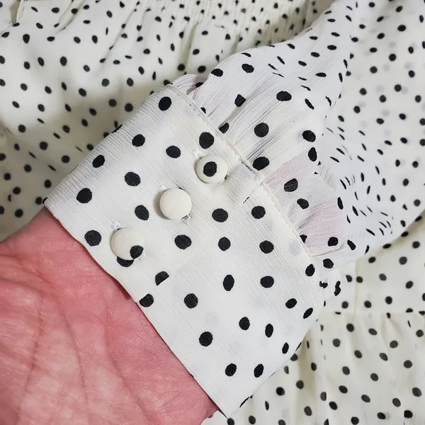 Madewell Smocked Ruffle-Shoulder Midi Dress in Inkbrush Dots‎ Size M - Image 10