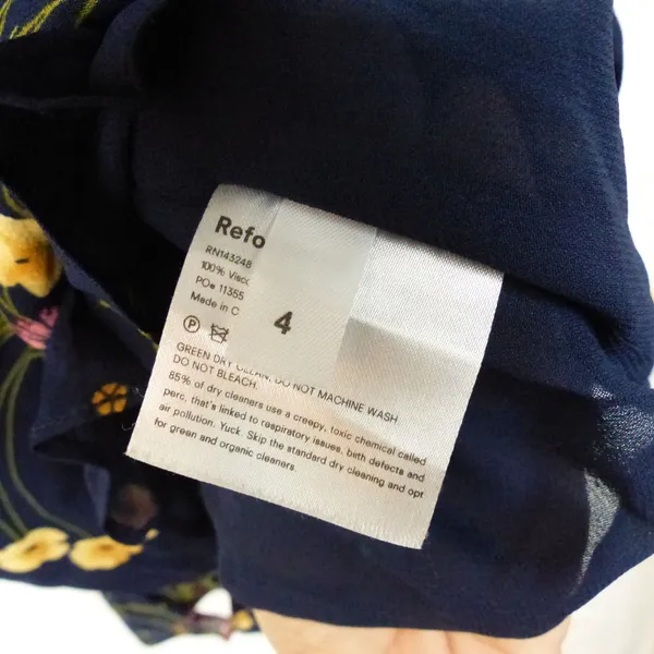 Reformation Dress Womens 4 Navy Floral Christine Ruffled Mini Tie Strap Viscose - Image 14