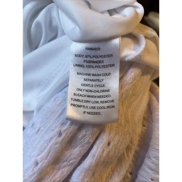 DEREK HEART White Eyelet Maxi Dress Lined. Padded. Size M Milk Maid Cottage Core - Image 7