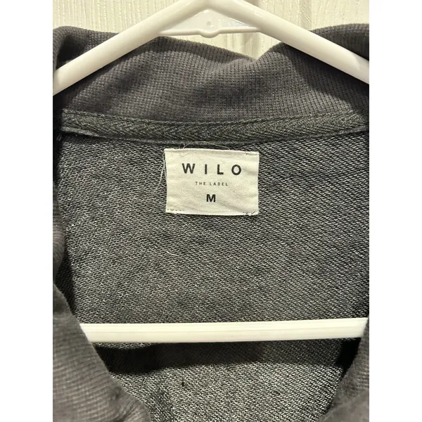 Anthro Wilo The Label Womens M Charcoal Gray Quarter Zip Pullover Sweatshirt - Image 3