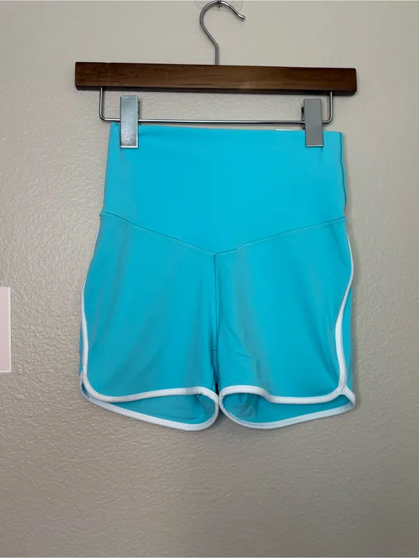 Aerie medium real me shortie 3” blue white short women summer sporty athletic - Image 3