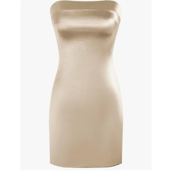 NEW Strapless Satin Open Back Wedding Guest Cocktail Mini Dress M - Image 6