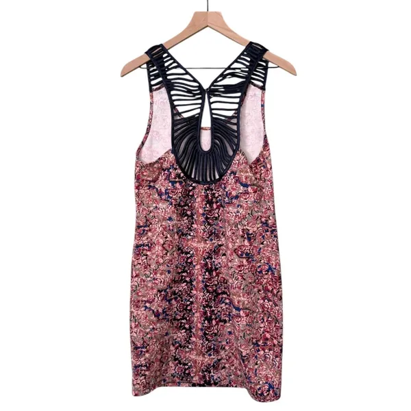 Free People Digital Damsel Bodycon Mini Dress Pink Blue Floral Women’s Large - Image 4
