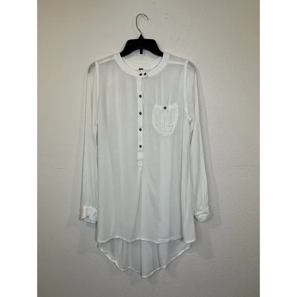 Free people white gauze boyfriend button down shirt Size Medium - Image 3