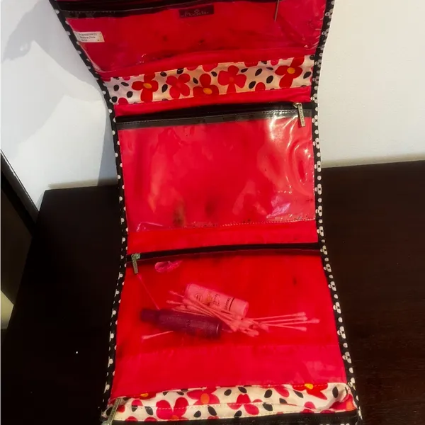 Floral Pink and Red Women's Bag for make up - Image 2