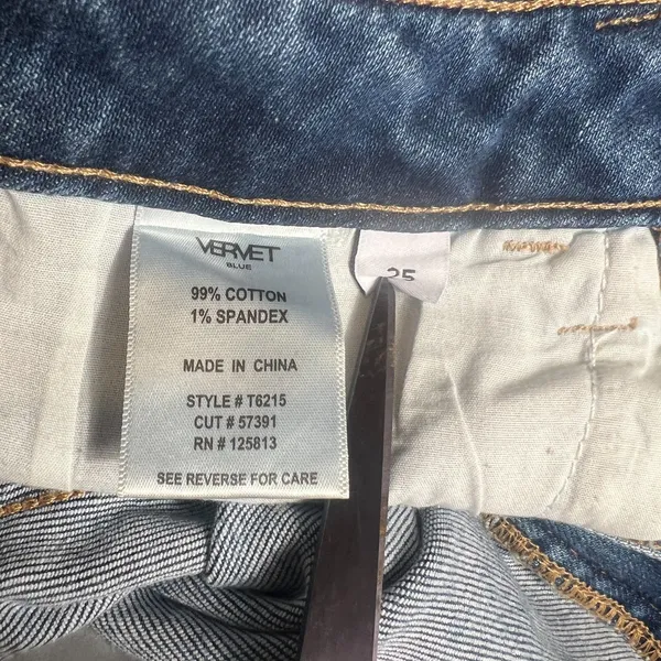 Vervet Melissa mid rise jeans raw hem size 25 straight leg Mixology - Image 7