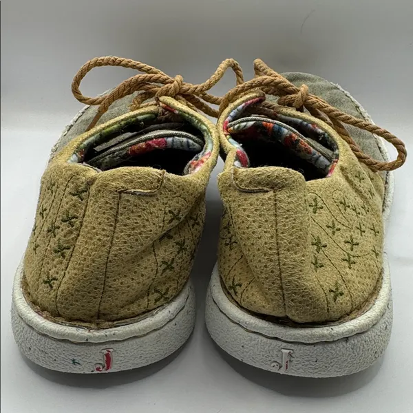 Justin Boots Cac-Tie Lace-Up Casual Shoes Tan Khaki Floral Lined Women’s JL142 Sz 8.5 - Image 9