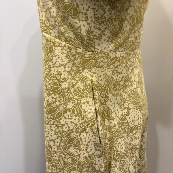 Pact Organic Cotton Floral Fit and Flare V-Neck Midi Dress Chartreuse Yellow S - Image 5