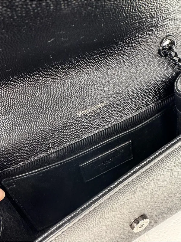 YSL Saint Laurent AUTHENTIC Black Leather Monogram Chain Crossbody Bag WITH COA - Image 12