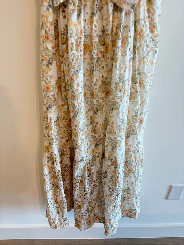 En Saison Opposites Flutter-sleeve Eyelet Midi Dress Size L - Image 4