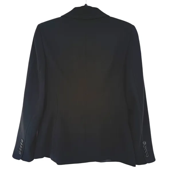Ann Taylor Womens Black Three Button Pick Stitch Blazer Suit Jacket Sz 4 Career - Image 2