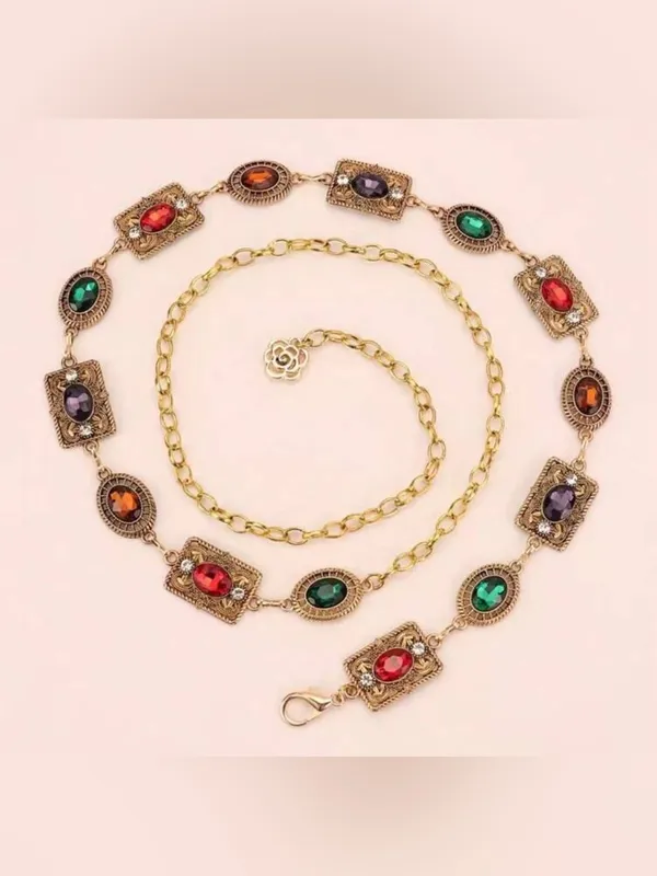 👑👑👑BOGOHO👑👑👑Gold or Silver Multi-Stone Chain Waist Belt - Women Accessories - Image 3
