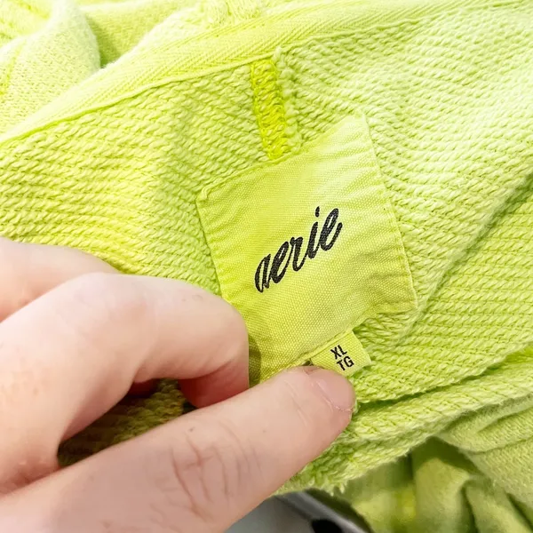 Aerie Scoopneck Long Sleeve Overszied Crop Sweatshirt Neon Green XL - Image 2