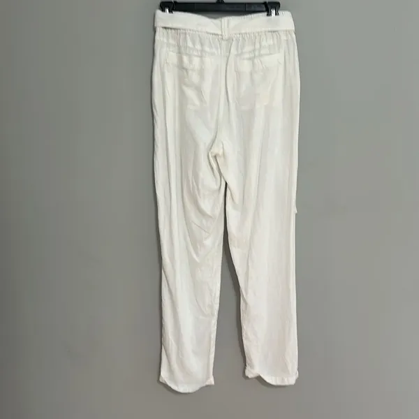 SOHO White Linen Blend Casual Boyfriend Pants - Image 4