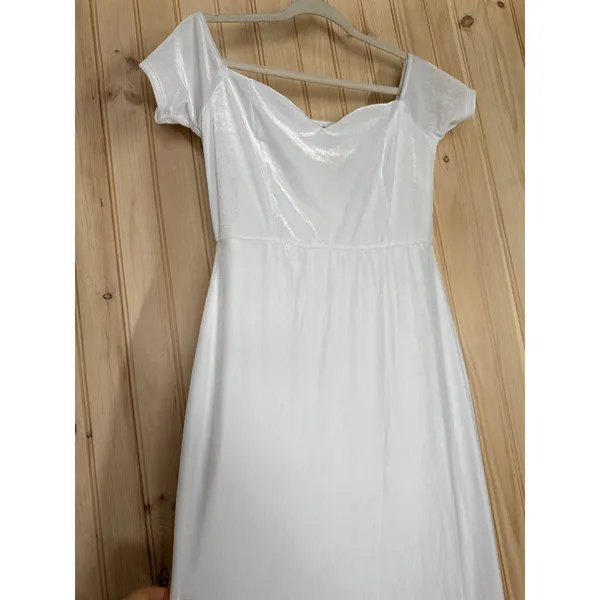 NWT Lulus How Much I Care White Velvet Off-the-Shoulder Midi Dress Hi Low Sz XL - Image 4