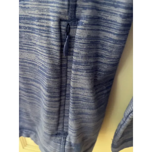 T by Talbots Womens Blue Space Dye Full Zip Mock Neck Active Jacket Petite P - Image 4