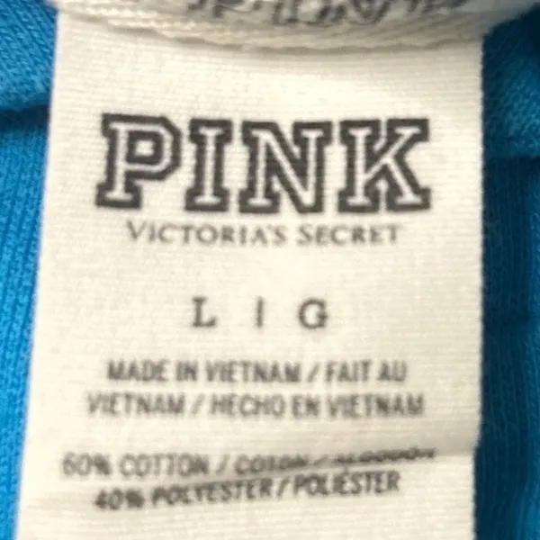PINK Victoria's Secret Love Pink 1/4 Zip Sweatshirt Blue Large - Image 8