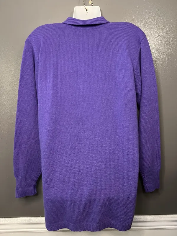 Vintage Saks Fifth Avenue Knit Sweater Tunic Womens Medium Purple Long Sleeve - Image 5