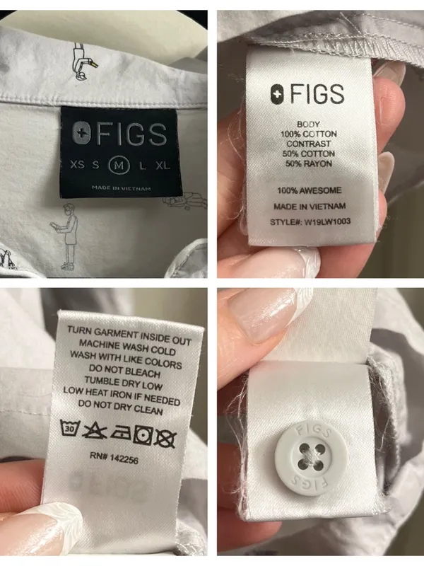 Figs Night Shift Pajama Top Size Medium - Image 10