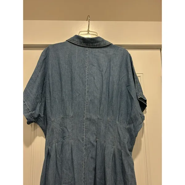 Women’s Large Midi Shirt Dress Denim Cowgirl Soft Western Prairie Modest Teacher - Image 5