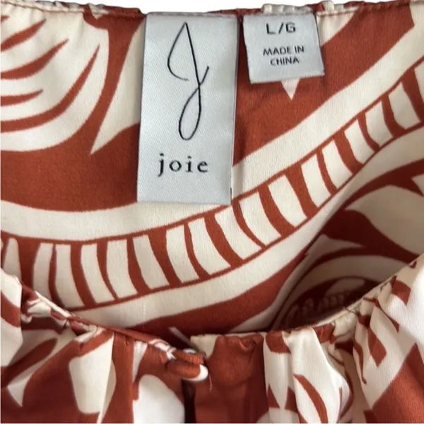 EUC Joie Floral Blouse Chestnut Cream Size Large - Image 2