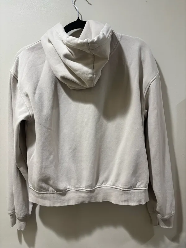 H&M Divided Women’s XS Cream Full Zip Hoodie Neutral Minimalist Sweatshirt - Image 2