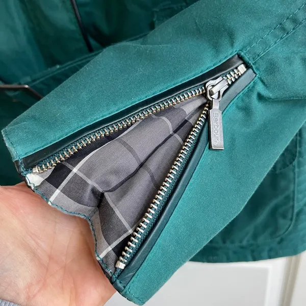 Barbour International Black Streak‎ Jacket Womens Green Waxed Cotton Moto Belted - Image 6