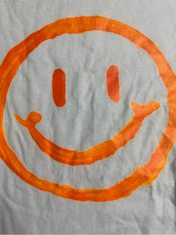 Gildan Light Blue Short-Sleeve Tee with Orange Smiley and Faith Graphic on back - Image 5