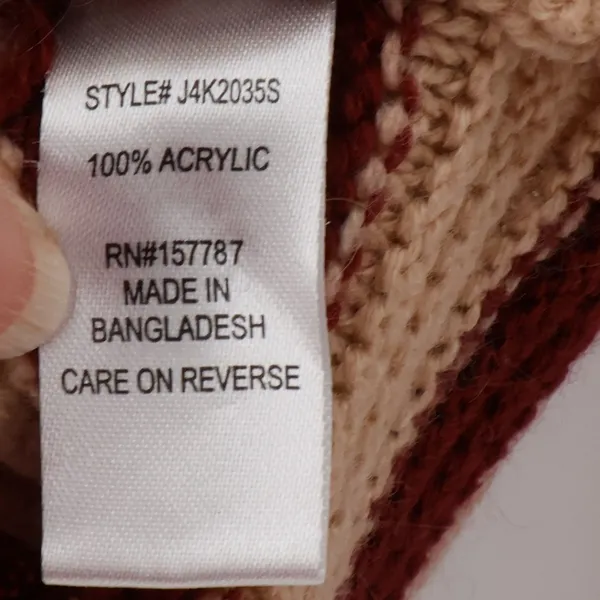 Chevron Stripe Loose Knit Sweater Womens Size M Beachy Coastal Transitional Fall - Image 5