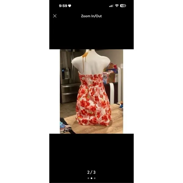 Mossimo Supply Co. Pink Floral Tropical Hibiscus Strapless Mini Dress Size S - Image 5