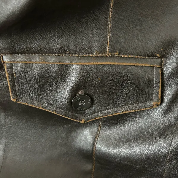Leather Look Distressed Vintage Brown Jacket Size XL - Image 9